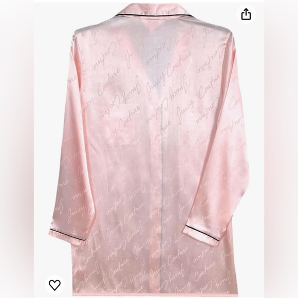JUICY COUTURE - Silky satin long button down pajama shirt / robe in light pink - Picture 3 of 8